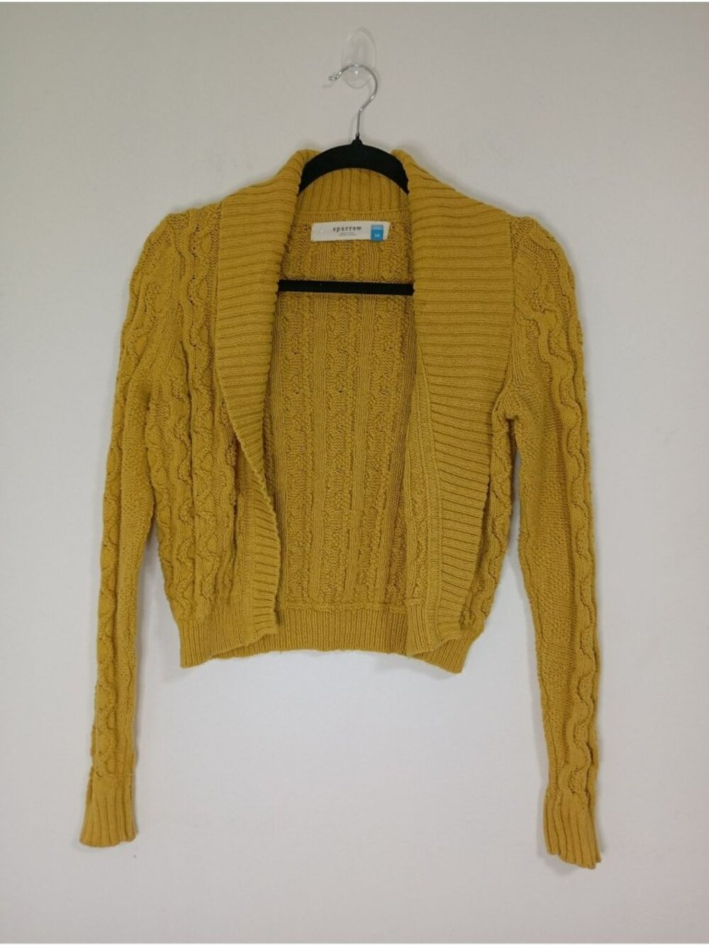 Anthropologie Sparrow Cable Knit Open Cardigan Sweater M Merino Wool Blend - Picture 2 of 10